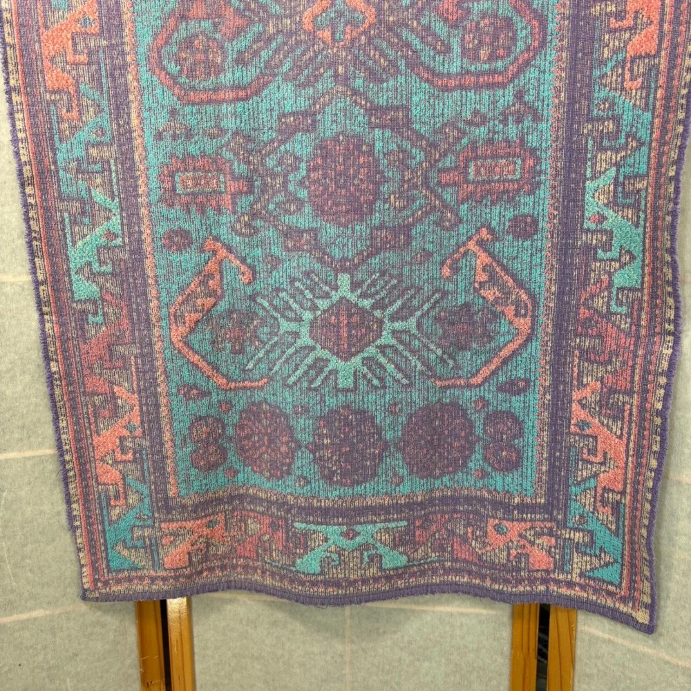 Ralph Lauren Cotton Towel Southwestern Aztec Tribal Purple Teal Pink 48x27 VTG